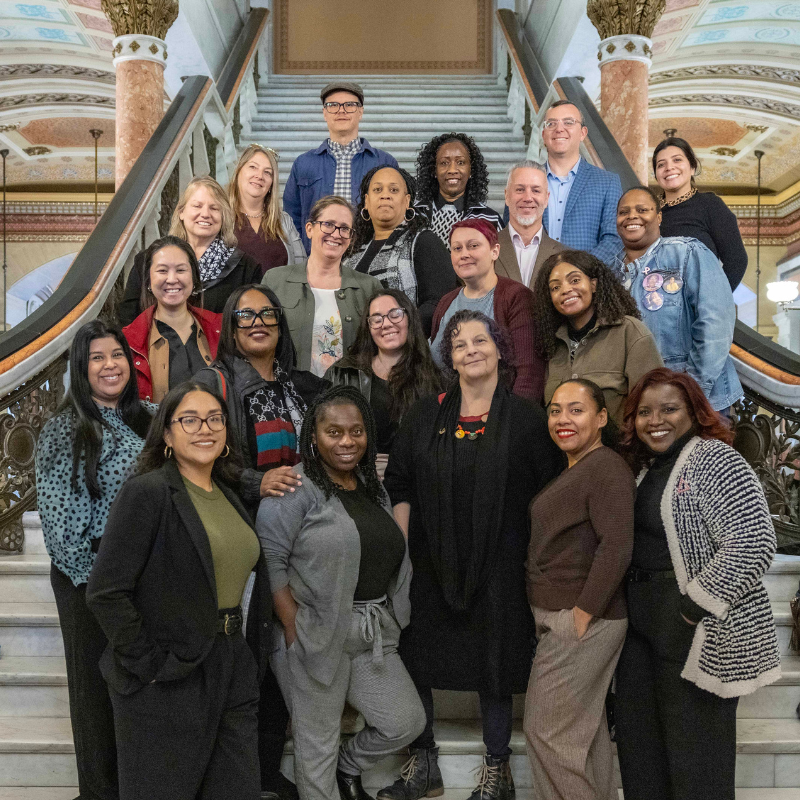 The Maria Whelan Leadership Institute's Early Childhood Emerging Leader's Fellowship 2025 cohort at the Illinois state capitol building.